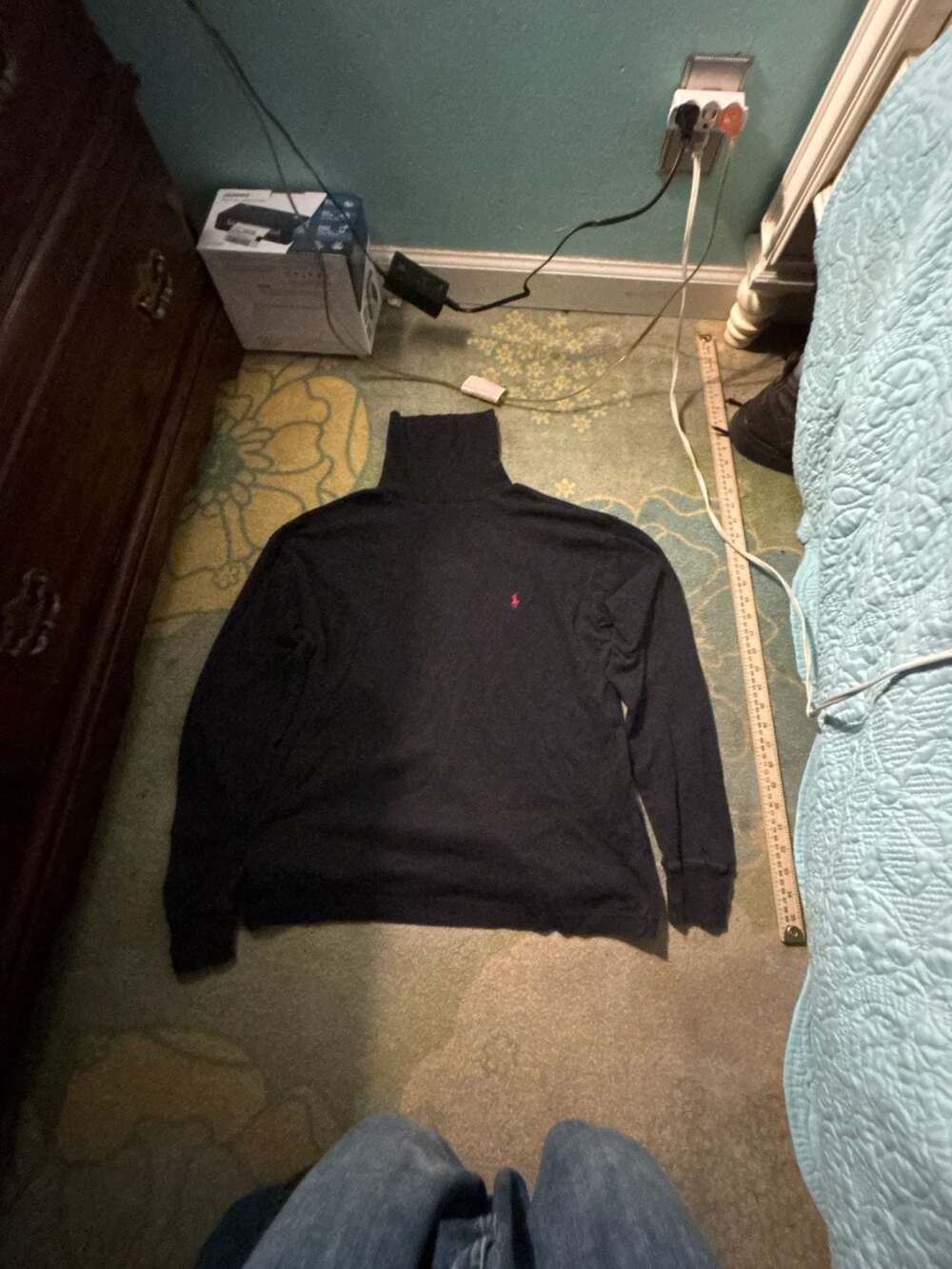 Vintage Ralph Lauren Black Cotton Turtleneck Long Sleeve Shirt XL